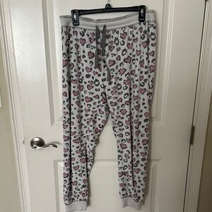 PJ Salvage Leopard Heart Print Pajama Bottoms  size Large